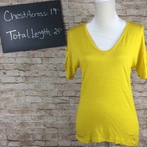 Lacoste Tops - Yellow Lacoste linen blend V-Neck tee shirt 36 Lacoste Tops - Yellow Lacoste linen blend V-Neck tee shirt 36